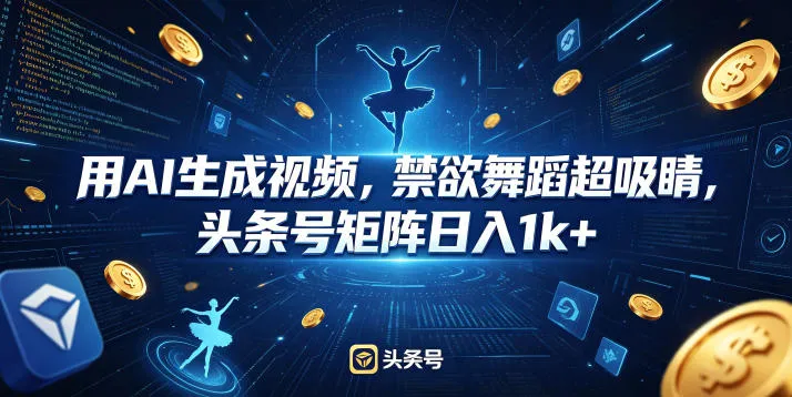 用AI生成视频，禁欲舞蹈超吸睛，头条号矩阵日入1k+_一起云网创