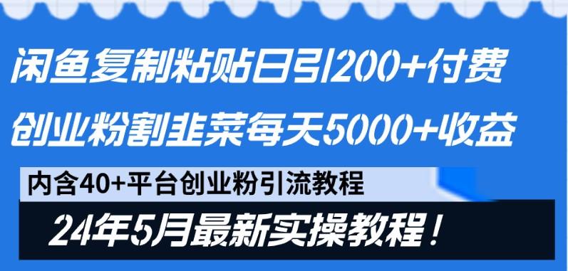 闲鱼复制粘贴日引200+付费创业粉，24年5月最新方法！割韭菜日稳定5000+收益_就是爱分享