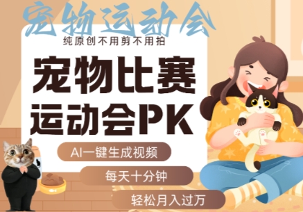 AI一键生成宠物比赛运动会PK视频，纯原创不用剪不用拍，每天十分钟，轻松月入过1W+_就是爱分享