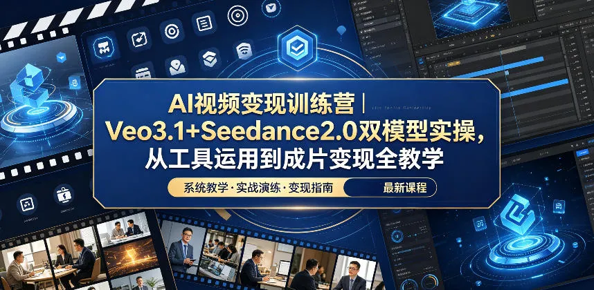 AI视频变现训练营|Veo3.1+Seedance2.0双模型实操,从工具运用到成片变现全教学_一起云网创