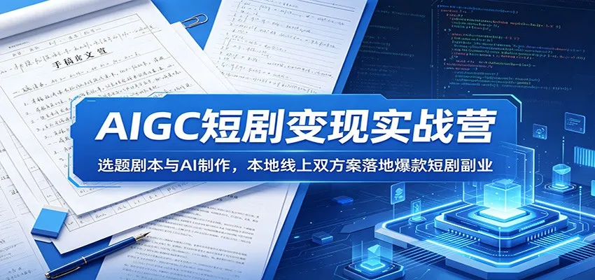 AIGC短剧变现实战营:选题剧本与AI制作,本地线上双方案落地爆款短剧副业_一起云网创