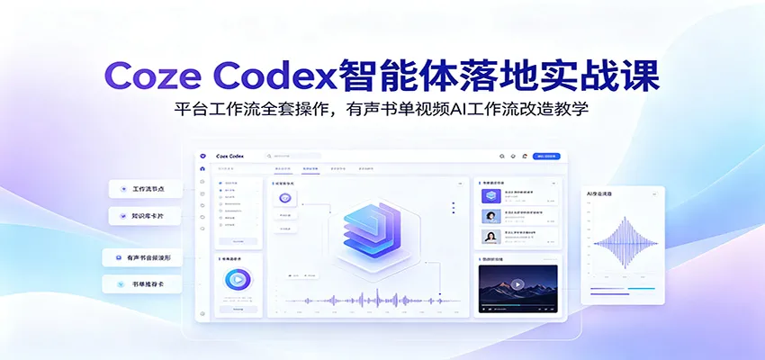Coze Codex智能体落地实战课：平台工作流全套操作，有声书单视频AI工作流改造教学_一起云网创
