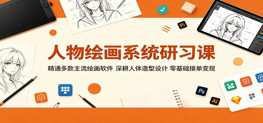 人物绘画系统研习课：精通多款主流绘画软件，深耕人体造型设计，零基础接单变现_一起云网创