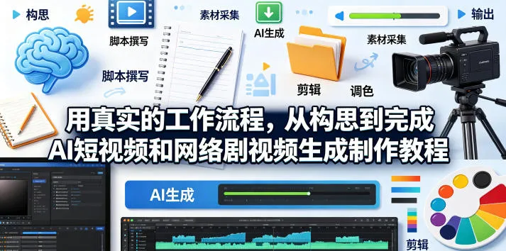 用真实的工作流程，从构思到完成AI短视频和网络剧视频生成制作教程-中英字幕_一起云网创