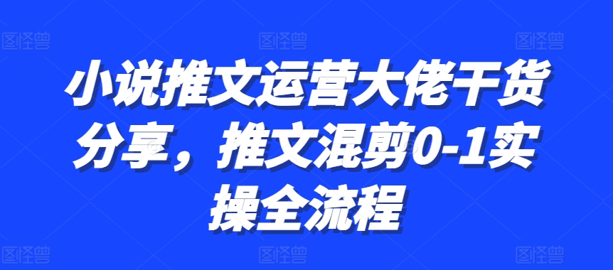 小说推文运营大佬干货分享，推文混剪0-1实操全流程_就是爱分享