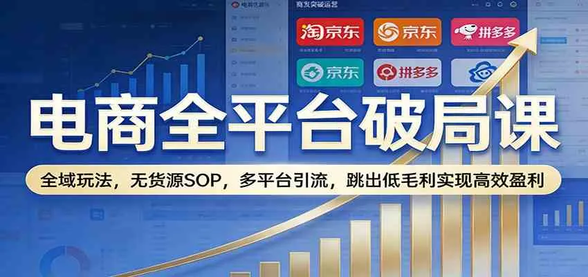 电商全平台破局课：全域玩法，无货源SOP，多平台引流，跳出低毛利实现高效盈利_就是爱分享