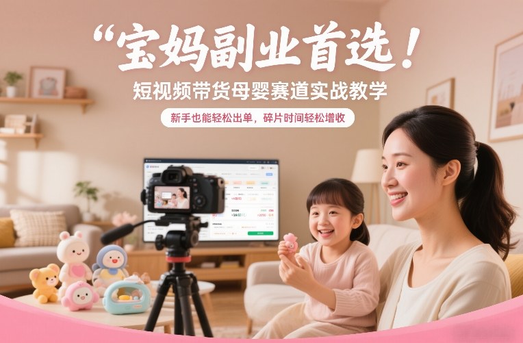 宝妈副业首选!短视频带货母婴赛道实战教学,新手也能轻松出单,碎片时间轻松增收_就是爱分享
