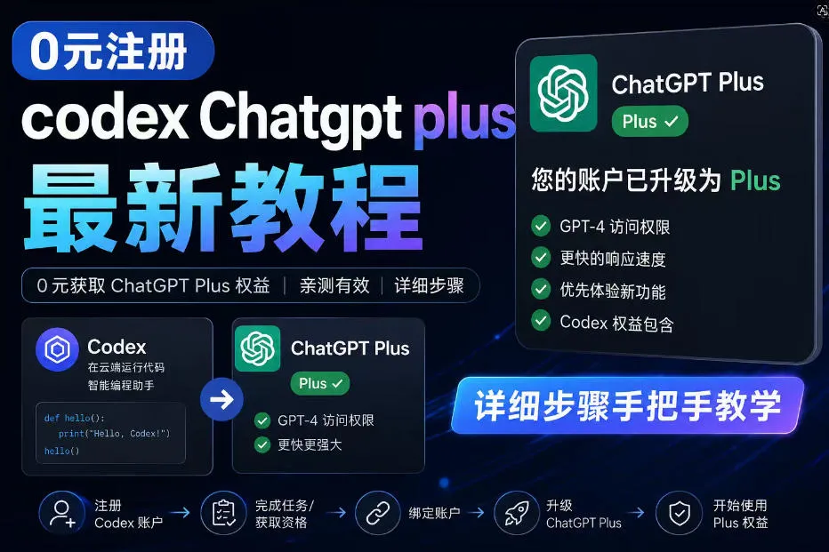 0元全自动注册codex gpt plus最新教程,0元获取GPT Plus权益,手把手详细教学_一起云网创