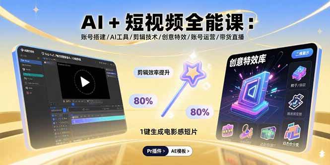 （15862期）AI+短视频全能课：账号搭建/AI工具/剪辑技术/创意特效/账号运营/带货直播_就是爱分享