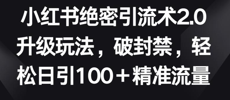 小红书绝密引流术2.0升级玩法，破封禁，轻松日引100+精准流量【揭秘】_就是爱分享