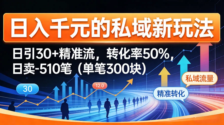 日入千米的私域新玩法：日引30＋精准流，转化率50%，日卖5-10笔（单笔300米）_就是爱分享