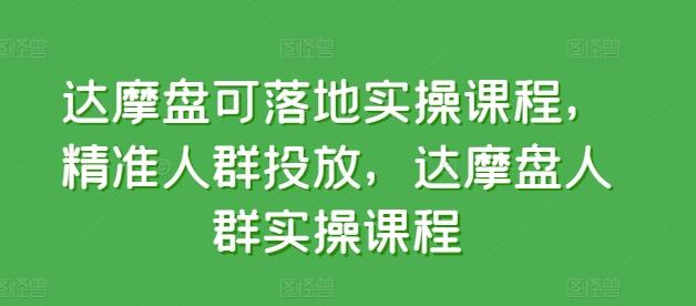 达摩盘可落地实操课程，精准人群投放，达摩盘人群实操课程_就是爱分享