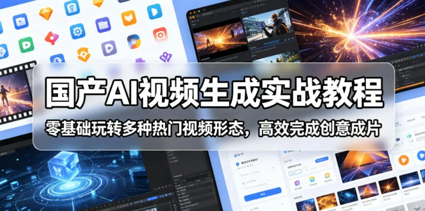 国产AI视频生成实战教程，零基础玩转多种热门视频形态，高效完成创意成片_一起云网创