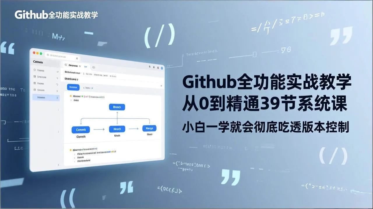 （17501期）GitHub-全功能实战教学，从0到精通39节系统课，小白一学就会彻底吃透版本控制_就是爱分享