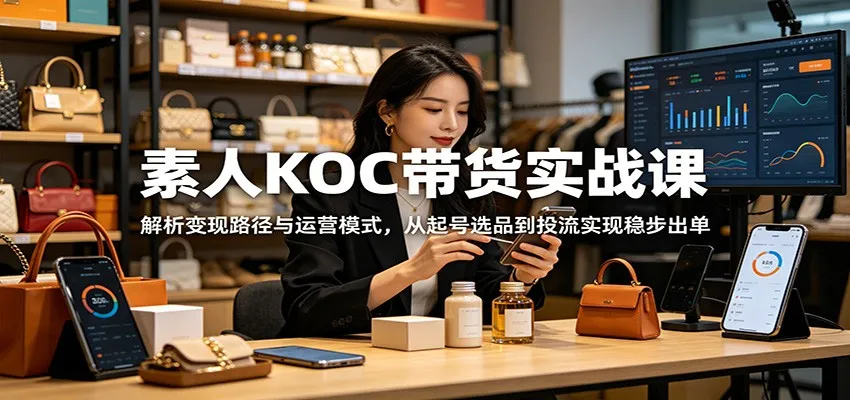 素人KOC带货实战课:解析变现路径与运营模式,从起号选品到投流实现稳步出单_一起云网创