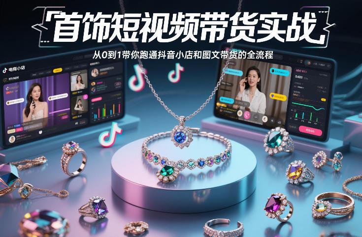 首饰短视频带货实战，从0到1带你跑通抖音小店和图文带货的全流程_就是爱分享