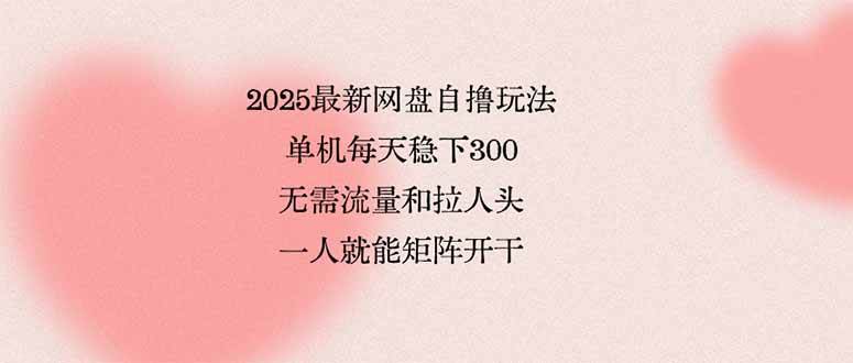 (15831期)2025最新网盘自撸玩法,单机每天稳下3张,无需流量和拉人头,一个人就…_就是爱分享