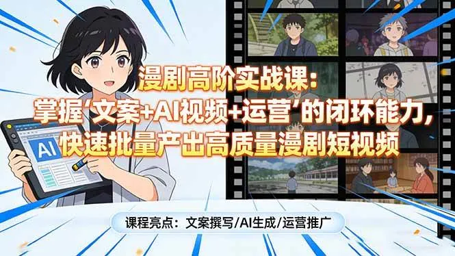 （17461期）漫剧高阶实战课：掌握“文案+AI视频+运营”的闭环能力，快速批量产出高质量漫剧短视频_就是爱分享