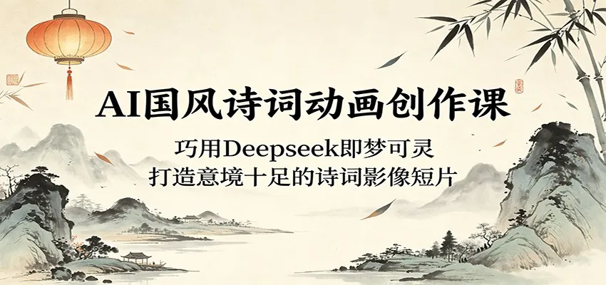 AI国风诗词动画创作课:巧用Deepseek即梦可灵,打造意境十足的诗词影像短片_一起云网创