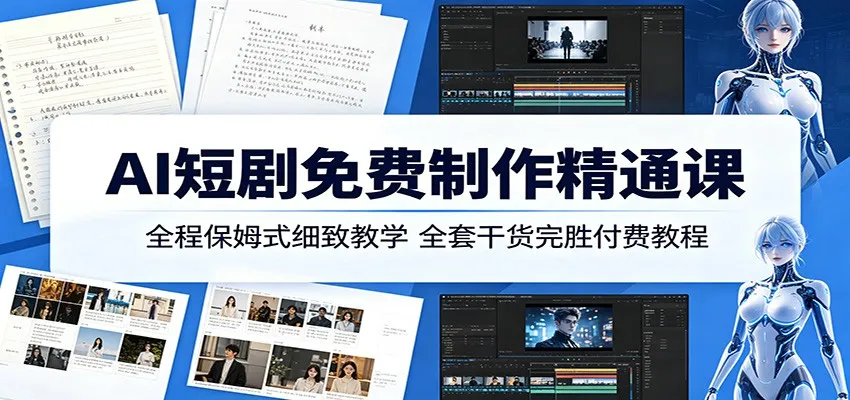 AI短剧免费制作精通课：全程保姆式细致教学，全套干货完胜付费教程_一起云网创