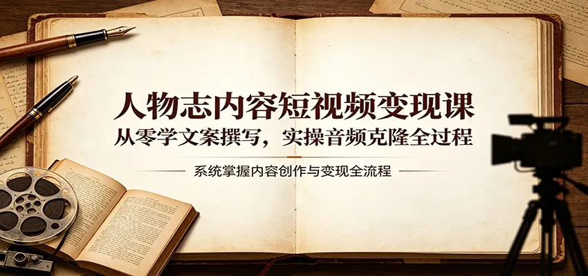 人物志内容短视频变现课：从零学文案撰写，实操音频克隆全过程_就是爱分享