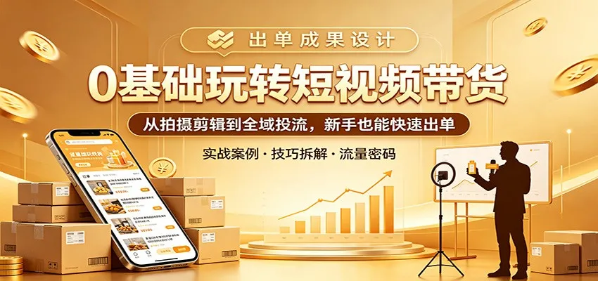 0基础玩转短视频带货：从拍摄剪辑到全域投流，新手也能快速出单_就是爱分享