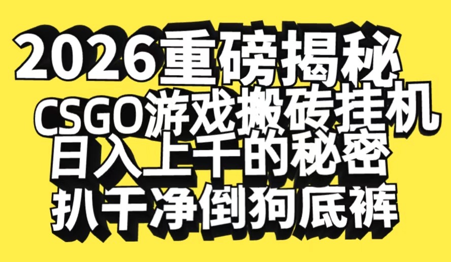 2026开年重磅解密,CSGO游戏搬砖挂机日入上千的秘密,把倒狗的底裤扒干_就是爱分享