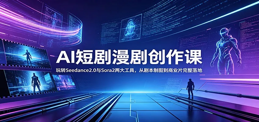 AI短剧漫剧创作课:玩转Seedance2.0与 Sora2两大工具,从剧本制图到商业片完整落地_一起云网创