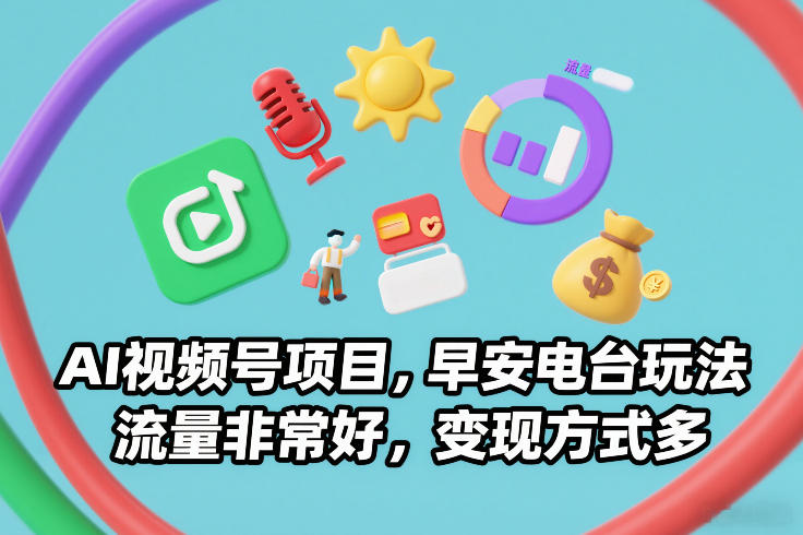 AI视频号项目，早安电台玩法，流量非常好，变现方式多_就是爱分享