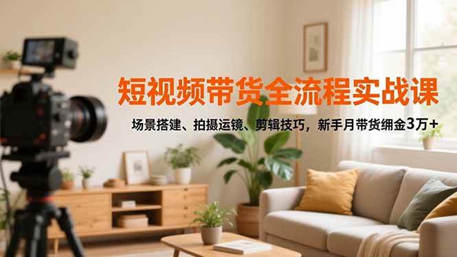 （16680期）短视频带货全流程实战课，场景搭建、拍摄运镜、剪辑技巧，新手月带货佣金3万+_就是爱分享