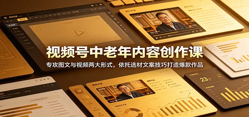 视频号中老年内容创作课:专攻图文与视频两大形式,依托选材文案技巧打造爆款作品_一起云网创