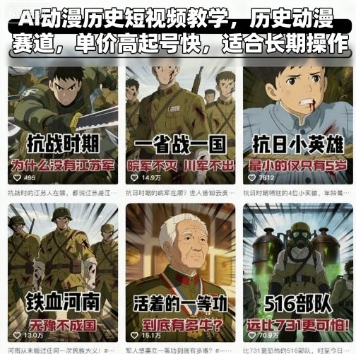 AI动漫历史短视频教学，历史动漫赛道，单价高起号快，适合长期操作_就是爱分享