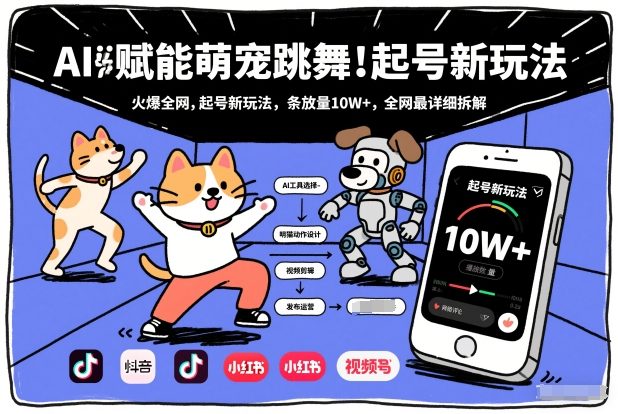 AI赋能萌宠跳舞,火爆全网,起号新玩法,条条播放量10W+,全网最详细拆解_就是爱分享