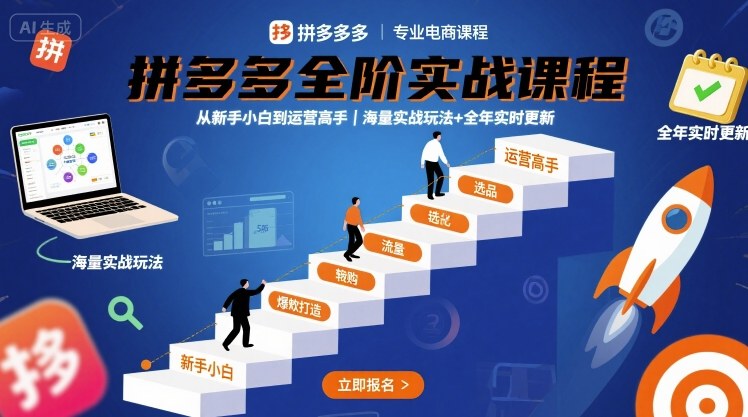 拼多多全阶实战课程，从新手小白到运营高手，海量实战玩法+全年实时更新【2025年9月更新】_就是爱分享