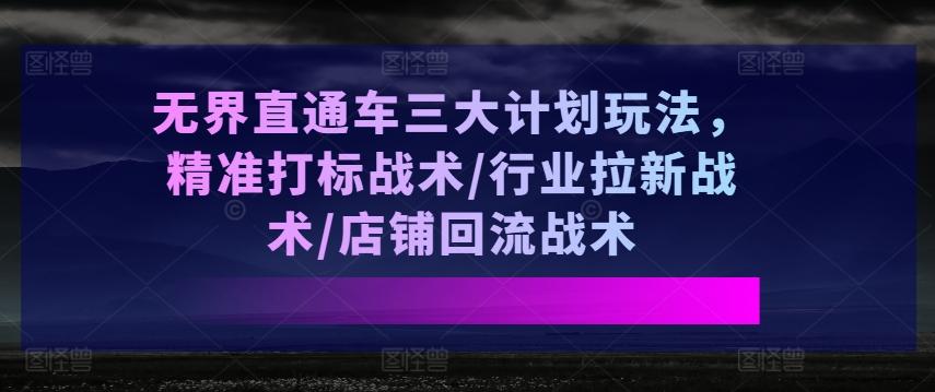 无界直通车三大计划玩法,精准打标战术/行业拉新战术/店铺回流战术_就是爱分享