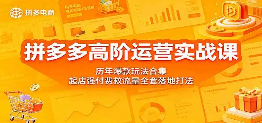 拼多多高阶运营实战课：历年爆款玩法合集，起店强付费救流量全套落地打法_一起云网创