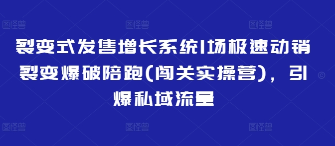 裂变式发售增长系统1场极速动销裂变爆破陪跑(闯关实操营)，引爆私域流量_就是爱分享