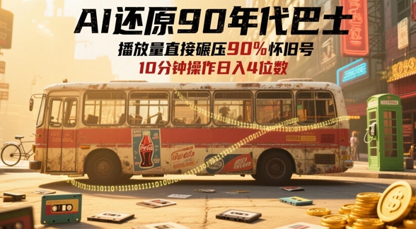 AI还原90年代巴士，一帧就让70后泪崩，播放量直接碾压90%怀旧号，每天操作十分钟，日入四位数_就是爱分享