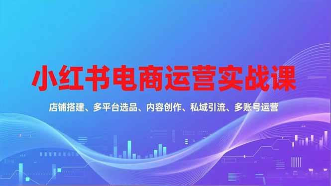(16695期)小红书电商运营实战课,店铺搭建、多平台选品、内容创作、私域引流、多账号运营等玩法_就是爱分享