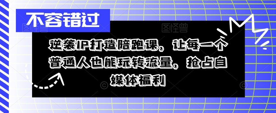 逆袭IP打造陪跑课，让每一个普通人也能玩转流量，抢占自媒体福利_就是爱分享
