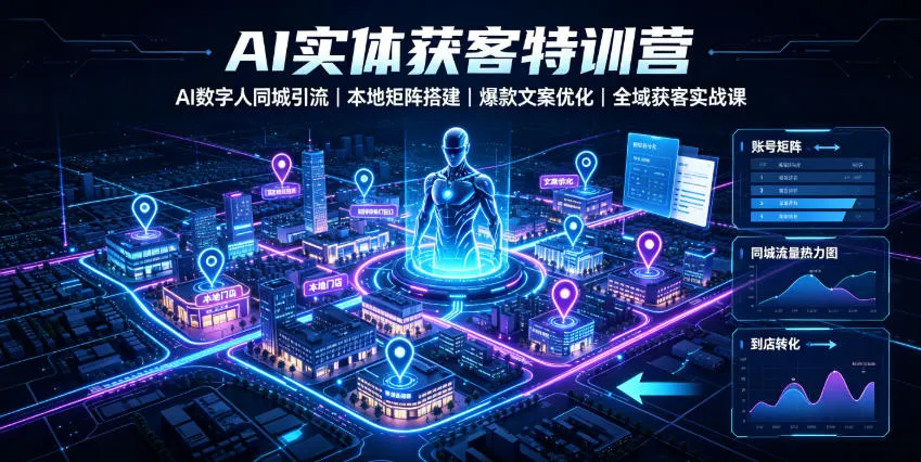 AI实体获客特训营|AI数字人同城引流、本地矩阵搭建、爆款文案优化全域获客实战课_一起云网创