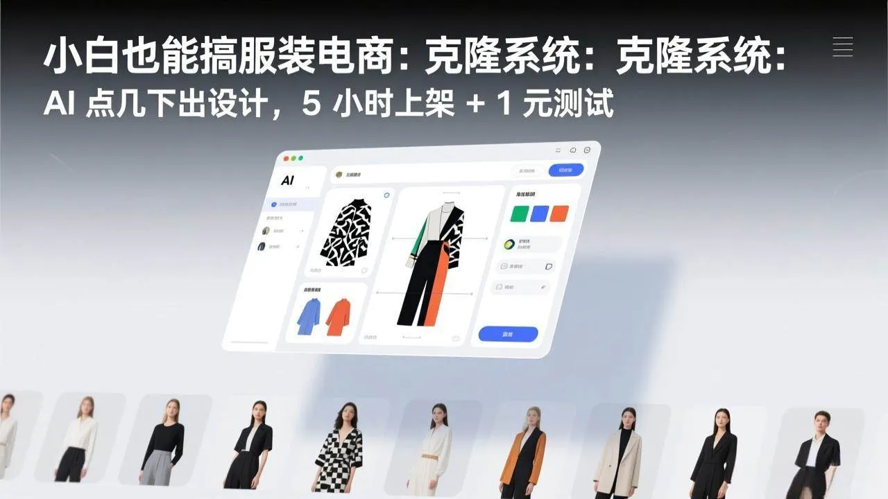（17411期）小白也能搞服装电商：克隆系统：AI 点几下出设计，5 小时上架 + 1 元测试_就是爱分享