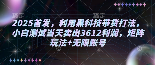 2025首发，利用黑科技带货打法，小白测试当天卖出3612利润，矩阵玩法+无限账号【揭秘】_就是爱分享