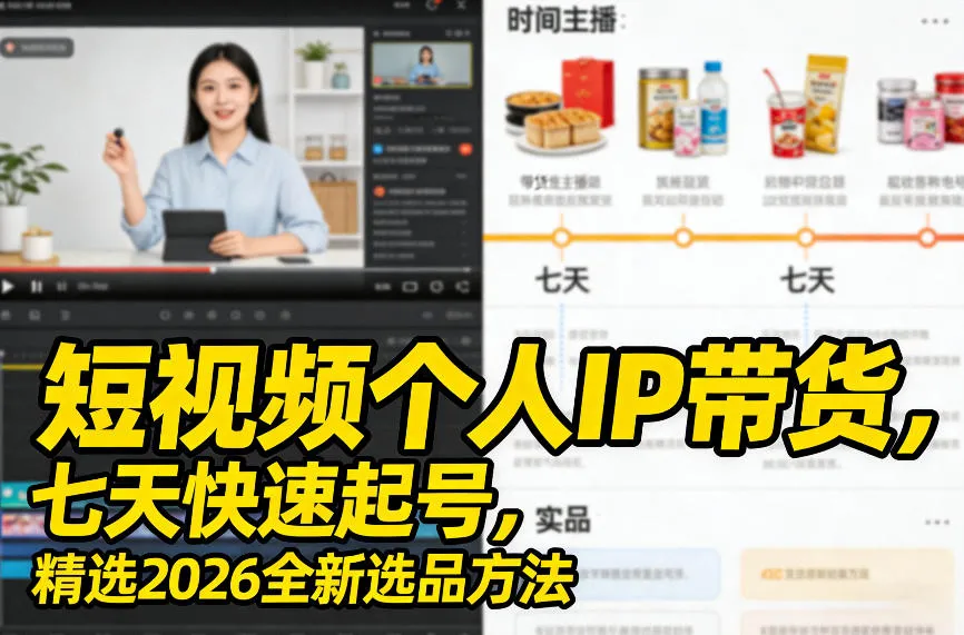 短视频个人IP带货，七天快速起号，精选2026全新选品方法_就是爱分享