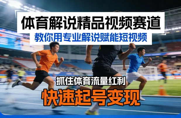 体育解说精品视频赛道，教你用专业解说赋能短视频，抓住体育流量红利，快速起号变现_就是爱分享