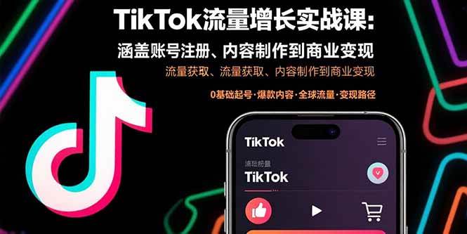 （15791期）TikTok流量增长实战课：涵盖账号注册、流量获取、内容制作到商业变现_就是爱分享