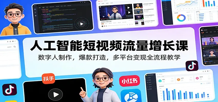 人工智能短视频流量增长课：数字人制作，爆款打造，多平台变现全流程教学_就是爱分享