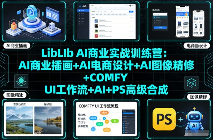 LibLIb AI商业实战训练营：AI商业插画+AI电商设计+AI图像精修+COMFY UI工作流+AI+PS高级合成_就是爱分享