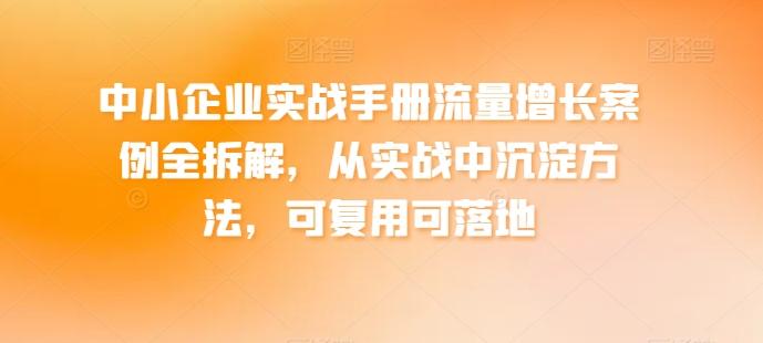 中小企业实战手册流量增长案例全拆解，从实战中沉淀方法，可复用可落地_就是爱分享