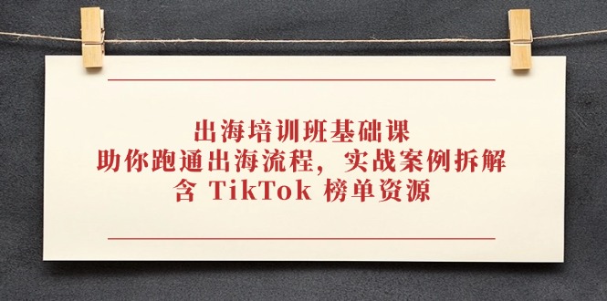 出海培训班基础课，助你跑通出海流程，实战案例拆解，含 TikTok 榜单资源_就是爱分享